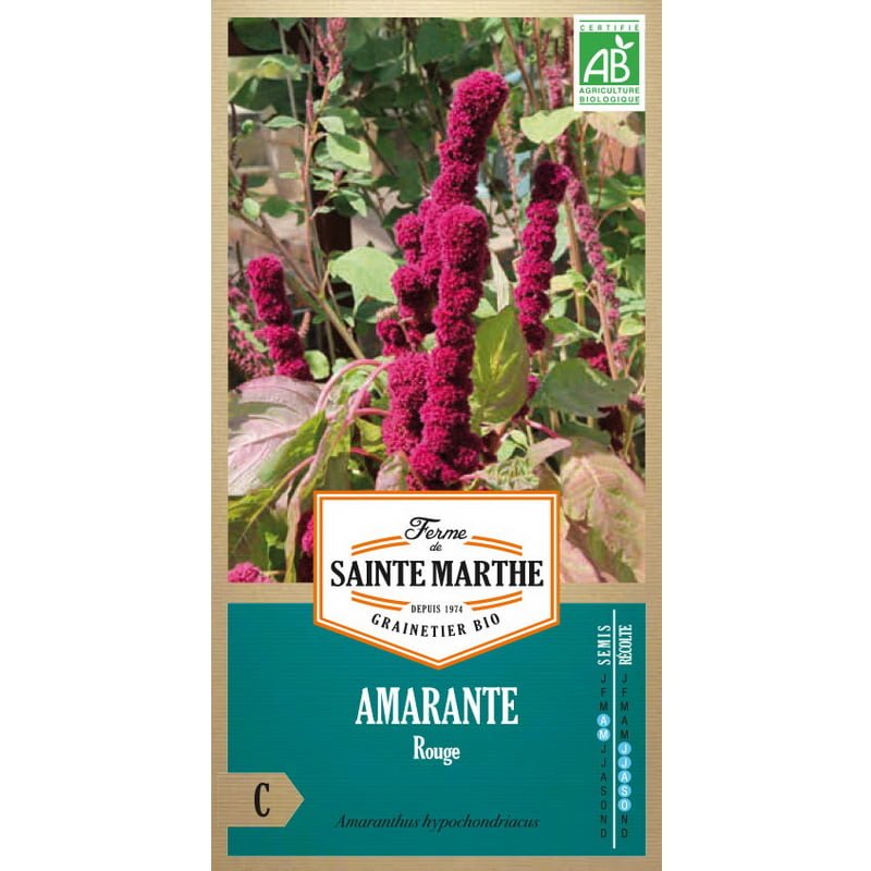 Semences bio - 82015--SACHET--AMARANTE-Rouge--RECTO - Ferme de Sainte Marthe