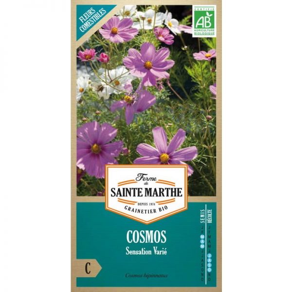 Semences - Cosmos Sensation varié bio - Ferme de Sainte Marthe - Estragon.be