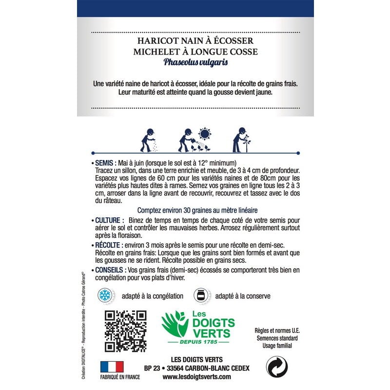 Semences - 173-HARICOT NAIN A ECOSSER MICHELET A LONGUE COSSE-page2 - Les Doigts Verts