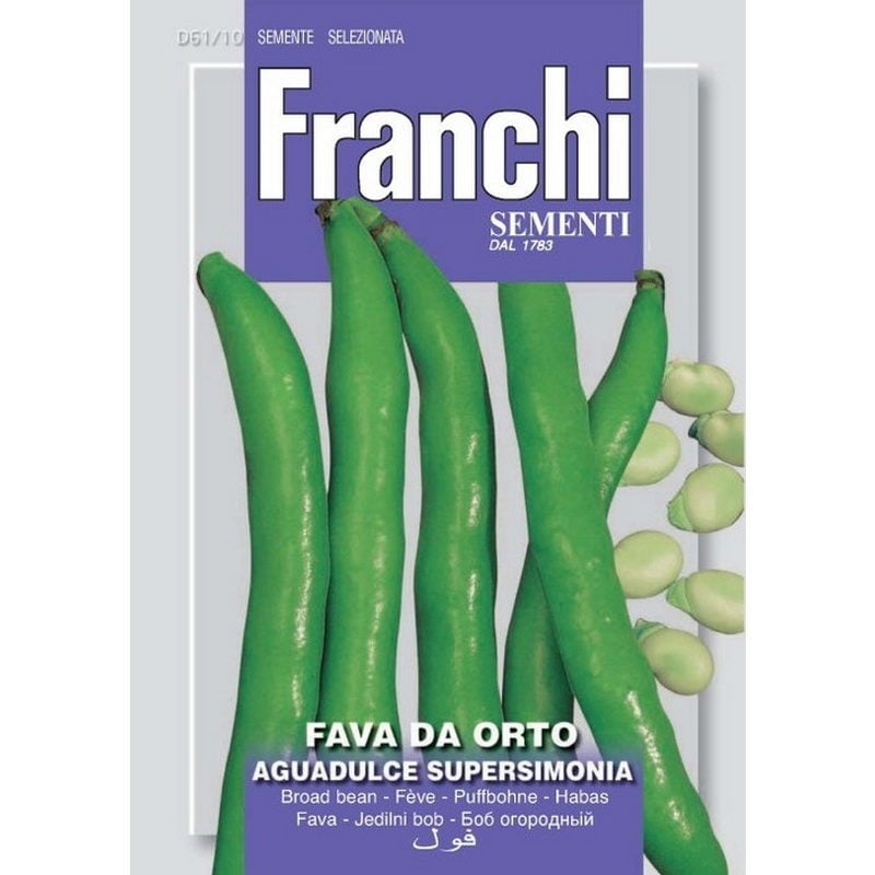 Semi Di Fava Aguadulce Supersimonia | Franchi Sementi 1kg | Varietà Medio-Precoce Per Orto | Baccello Verde Lungo 30 Cm | Semina Inverno E Primavera