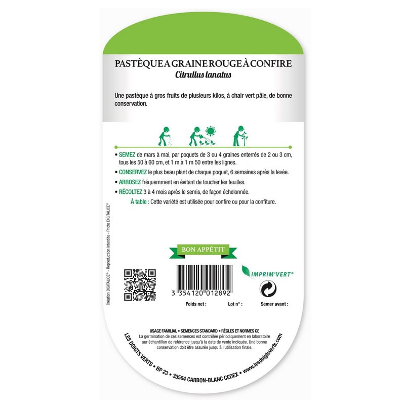 Semences - 289-PASTEQUE A GRAINE ROUGE A CONFIRE-page2 - Les Doigts Verts