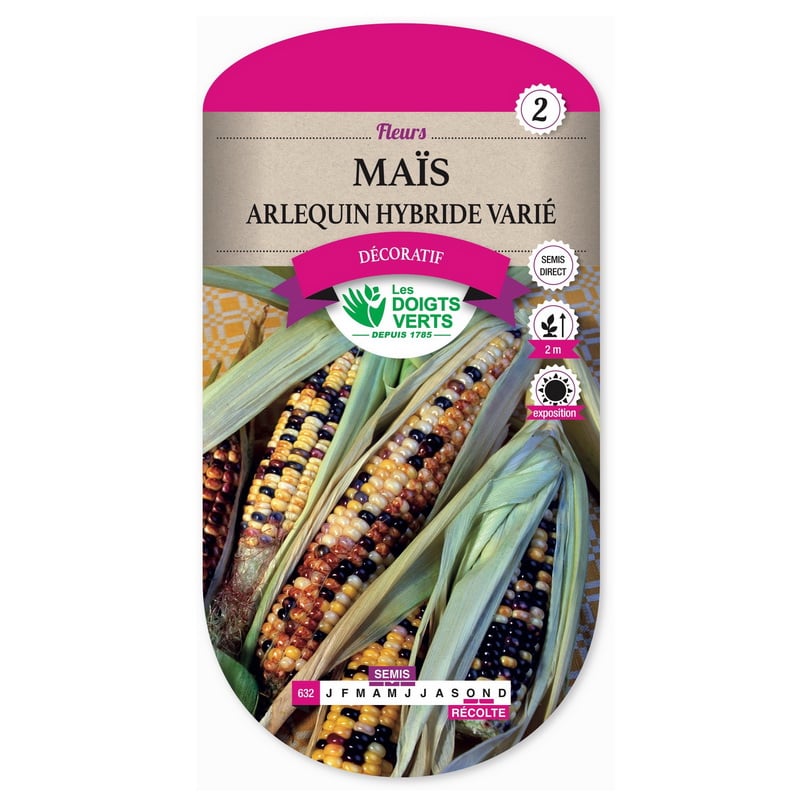 Semences - 632-MAIS ARLEQUIN HYBRIDE VARIE-page1 - Les Doigts Verts