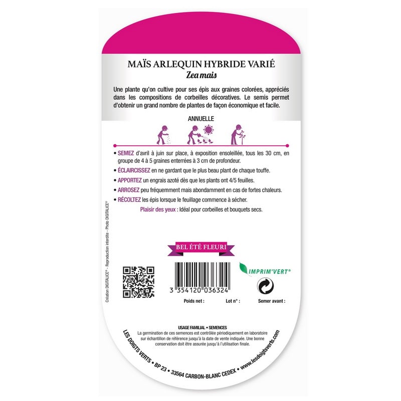 Semences - 632-MAIS ARLEQUIN HYBRIDE VARIE-page2 - Les Doigts Verts