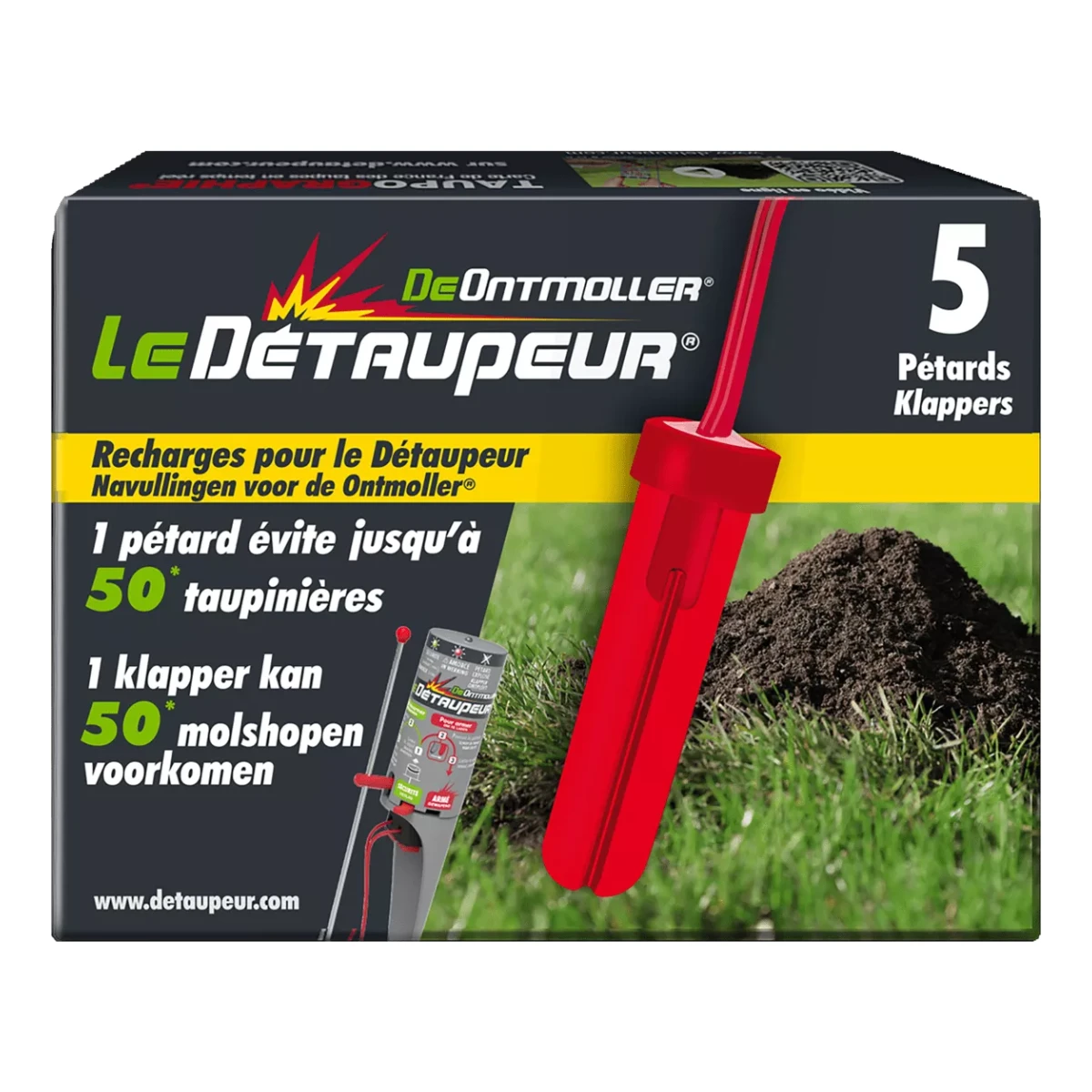 Boîte de cinq pétards anti-taupes Le Détaupeur