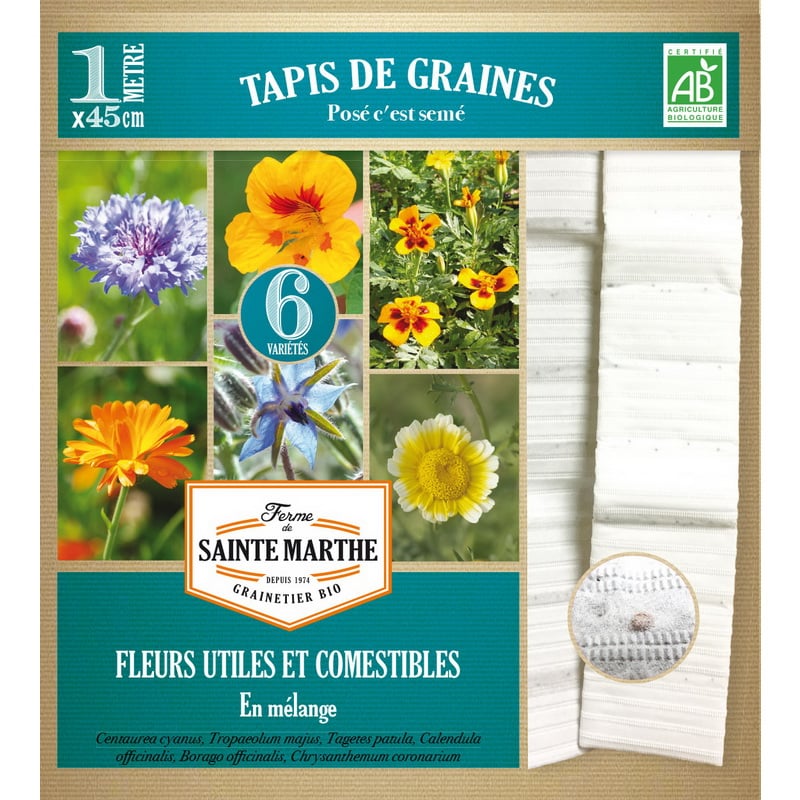 Semences bio - 952735--TAPIS--FLEURS-Comestibles-et-utiles-en-mélange--RECTO - Ferme de Sainte Marthe