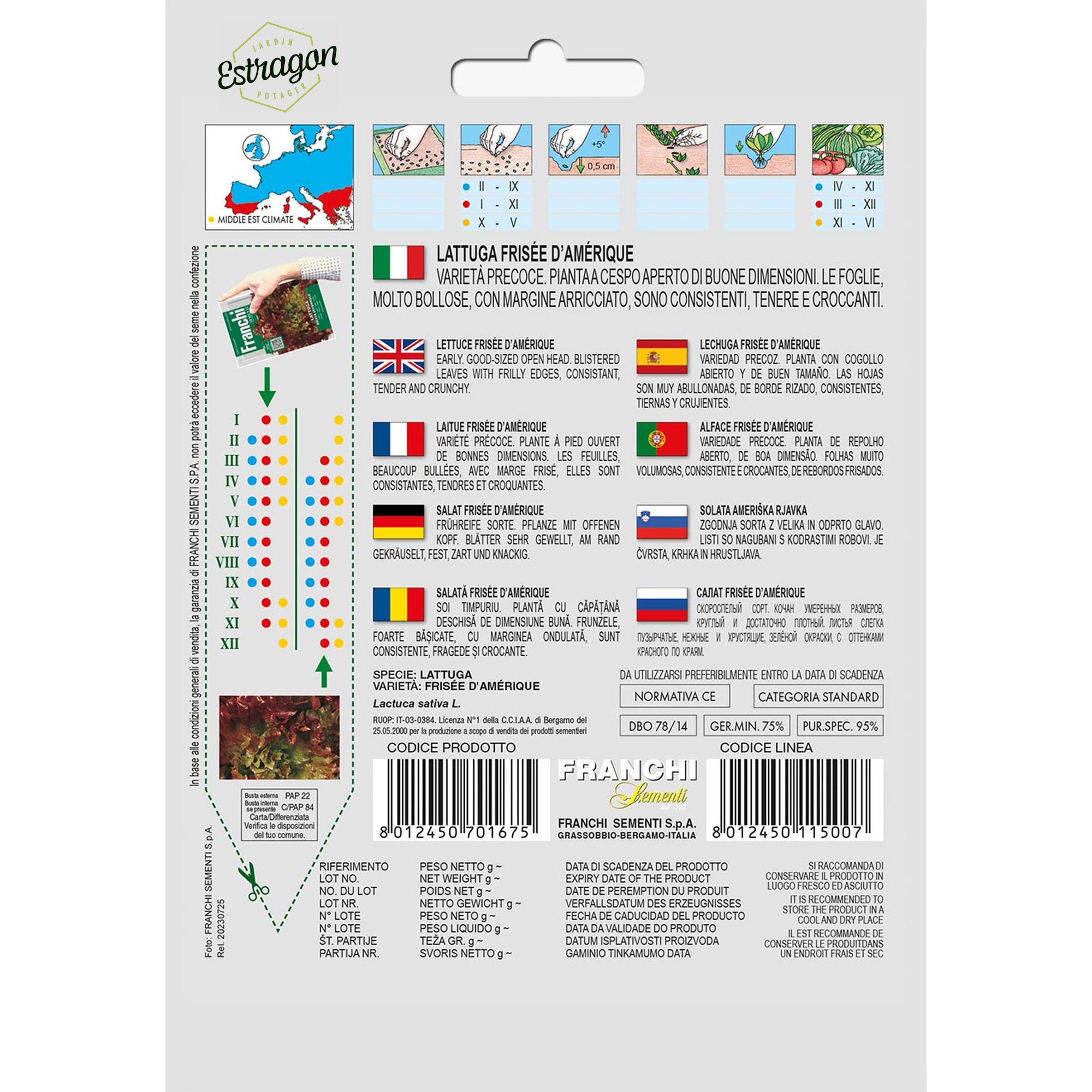 8012450701675 - DBO78-14 - Graines - Laitue frisee d hiver - Lattuga Riccia invernale - 8 gr - Franchi -V