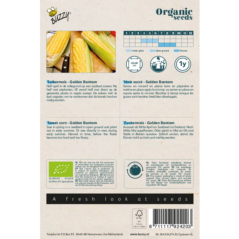 Semences bio - 92420_1 MAIS SUCRE GOLDEN BANTAM - BUZZY Organic