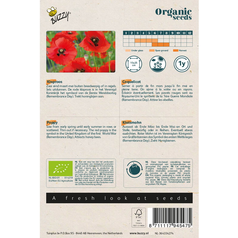 Semences bio - 94547_1 COQUELICOT - BUZZY Organic