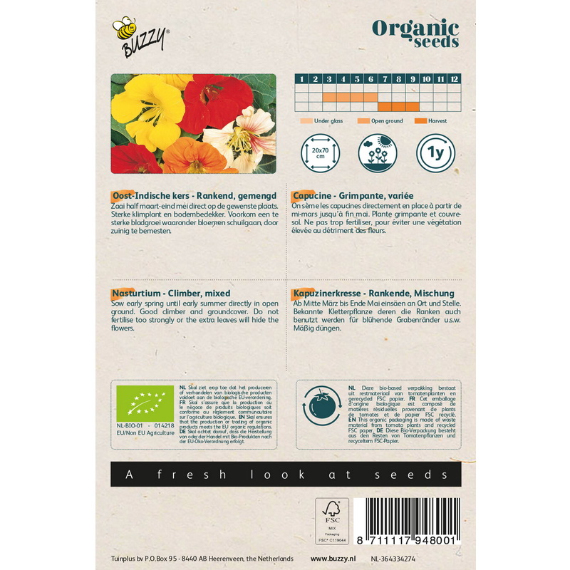 Semences bio – 94800_1 CAPUCINE GRIMPANTE VARIEE – BUZZY Organic
