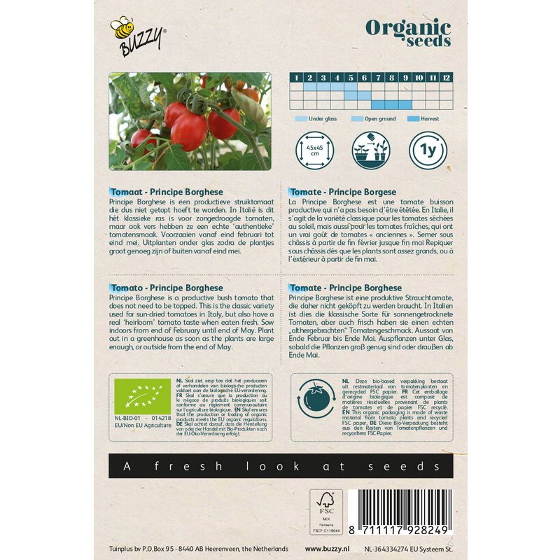 Semences bio - 92824_1 TOMATE PRINCIPE BORGHESE - BUZZY Organic