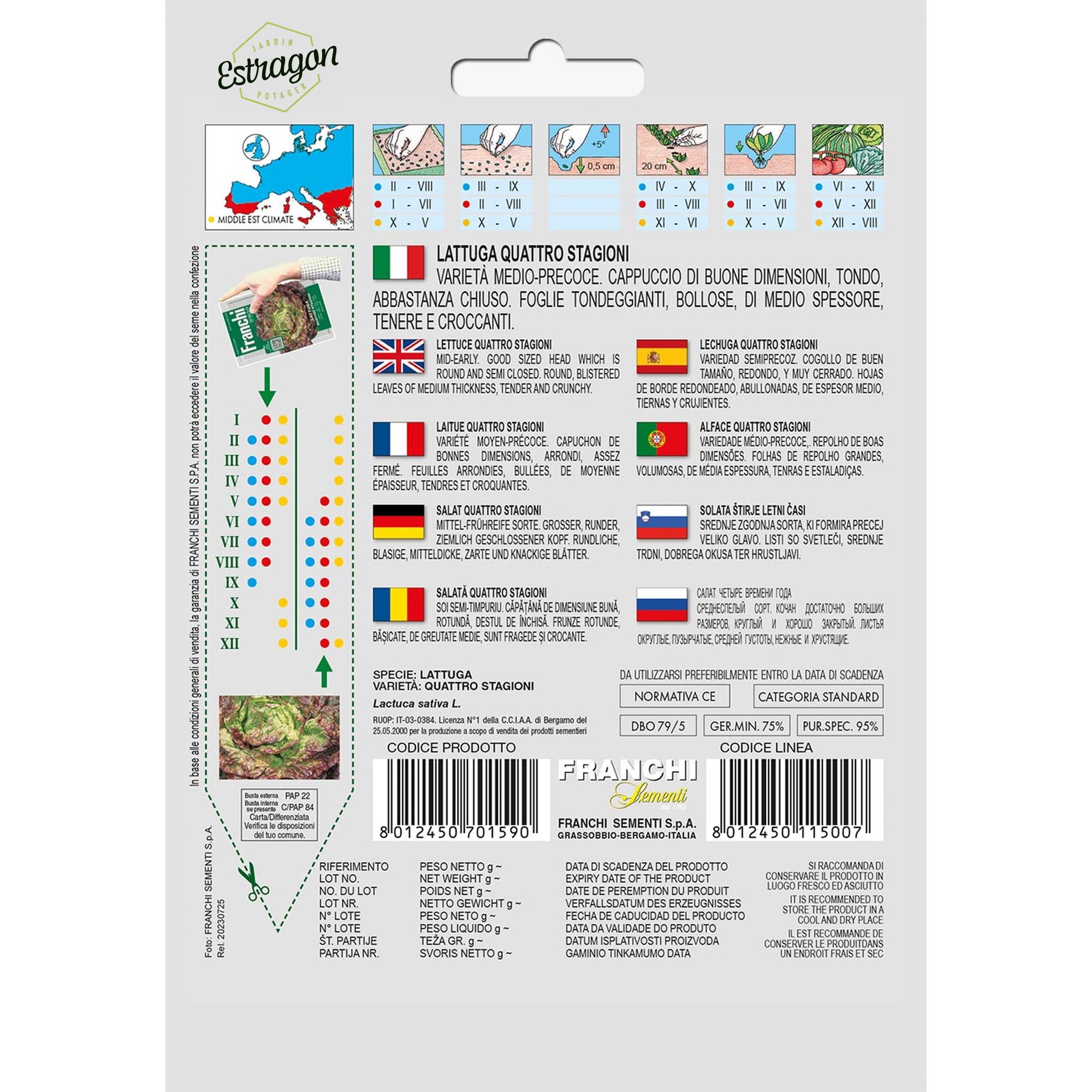 8012450701590 - DBO79-5 - Graines - Laitue - Lattuga Quattro Stagioni 8 gr - Franchi -V