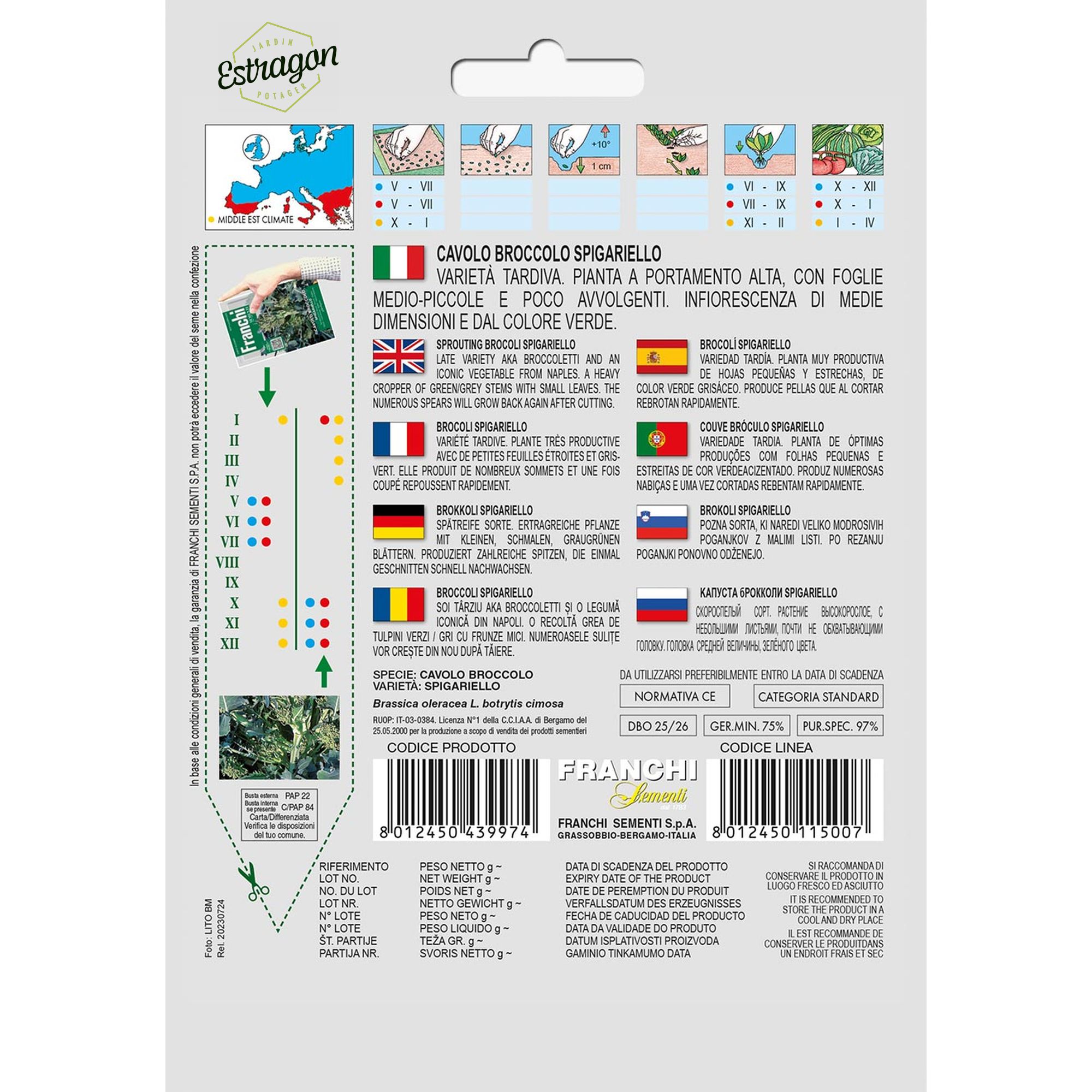 8012450439974 - DBO25-26 - Graines - Brocoli - Cavolo Broccolo Spigariello - 6 gr - Franchi -V