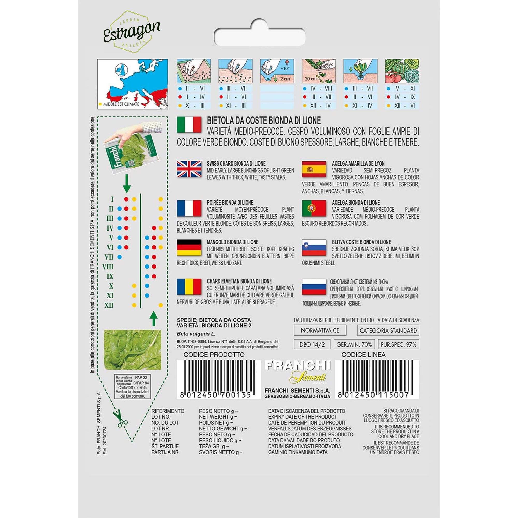 8012450700135 - DBO14-2 - Graines - Poiree tige claire de lion - Bietola da costa bionda di lione 2 - 8 gr - Franchi -V