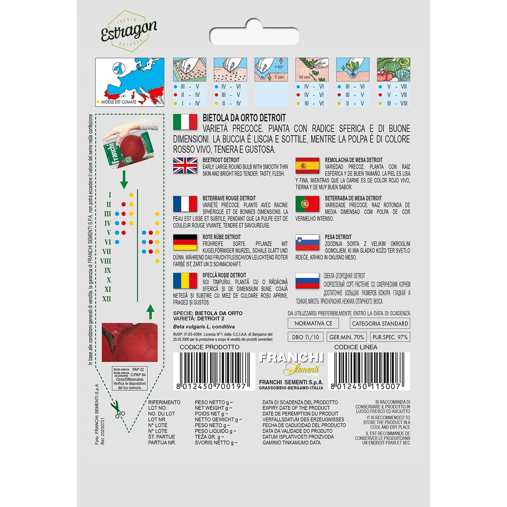 8012450700197 - DBO11-10 - Graines - Betterave - Bietola Da Orto Detroit - 8 gr - Franchi -V