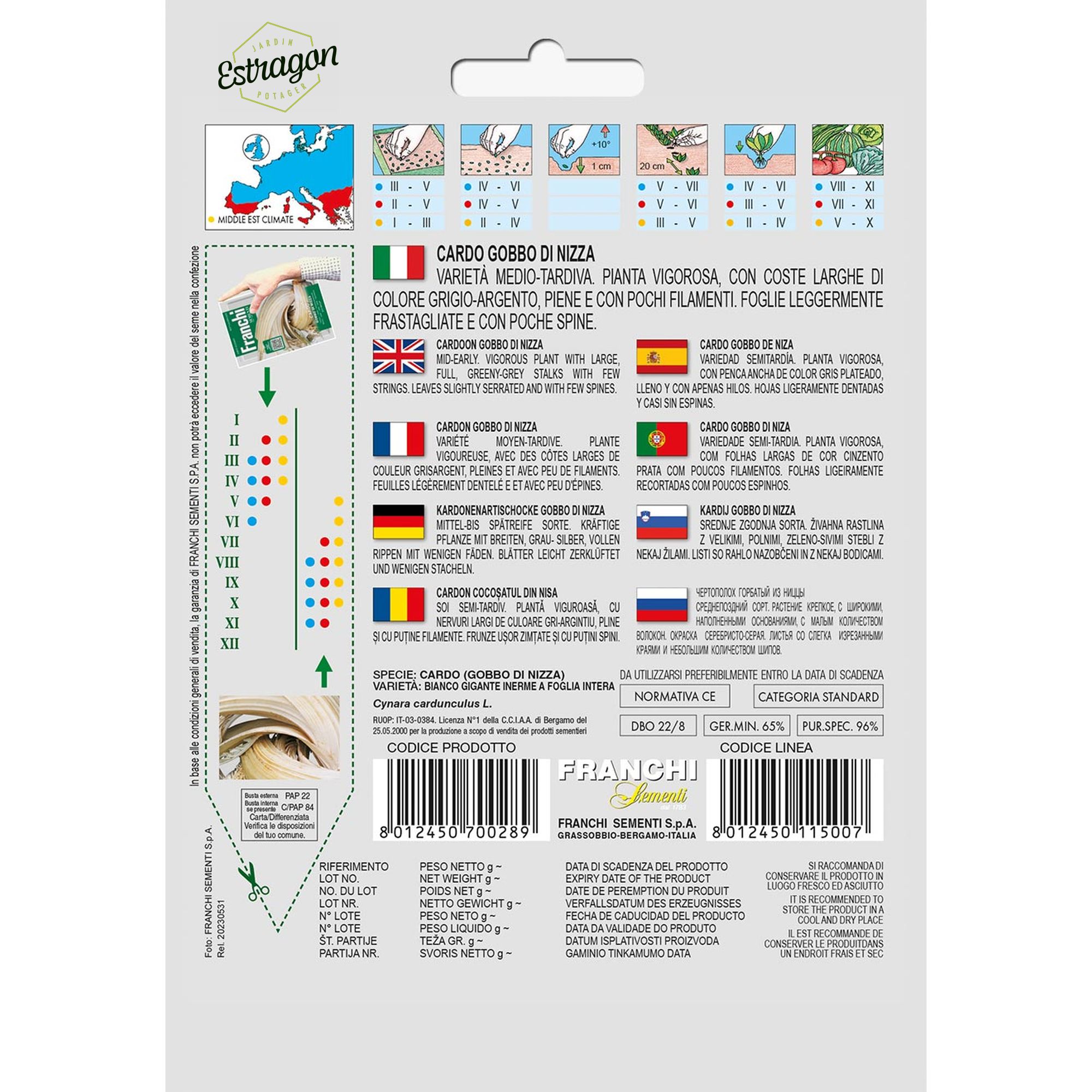 8012450700289 - DBO22-8 - Graines - Cardon bossu de Nice - Cardo gobbo di Nizza - 8 gr - Franchi -V