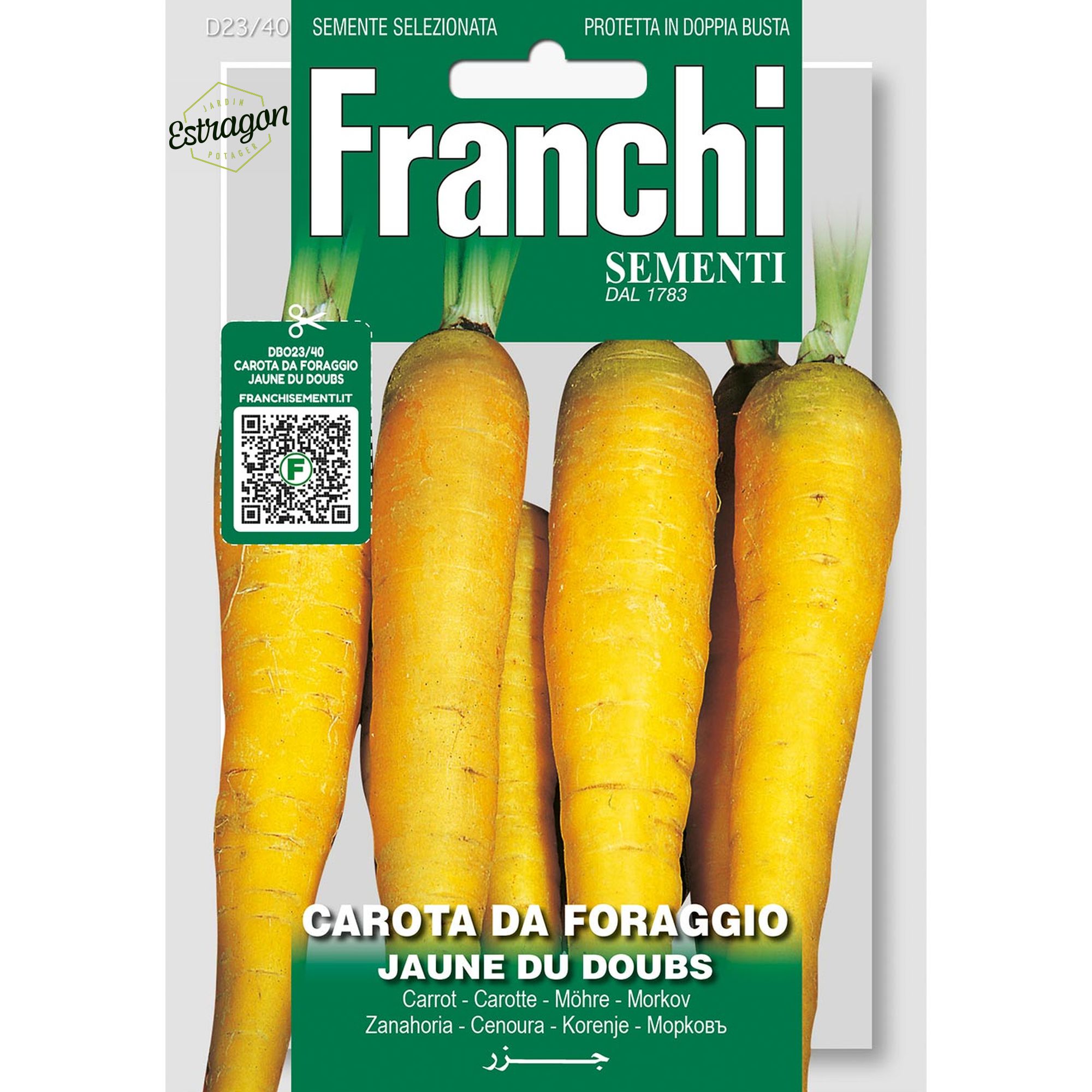 8012450700333 - DBO23-40 - Graines - Carotte fourragere jaune du Doubs - Carota da foraggio jaune du Doubs - 9 gr - Franchi