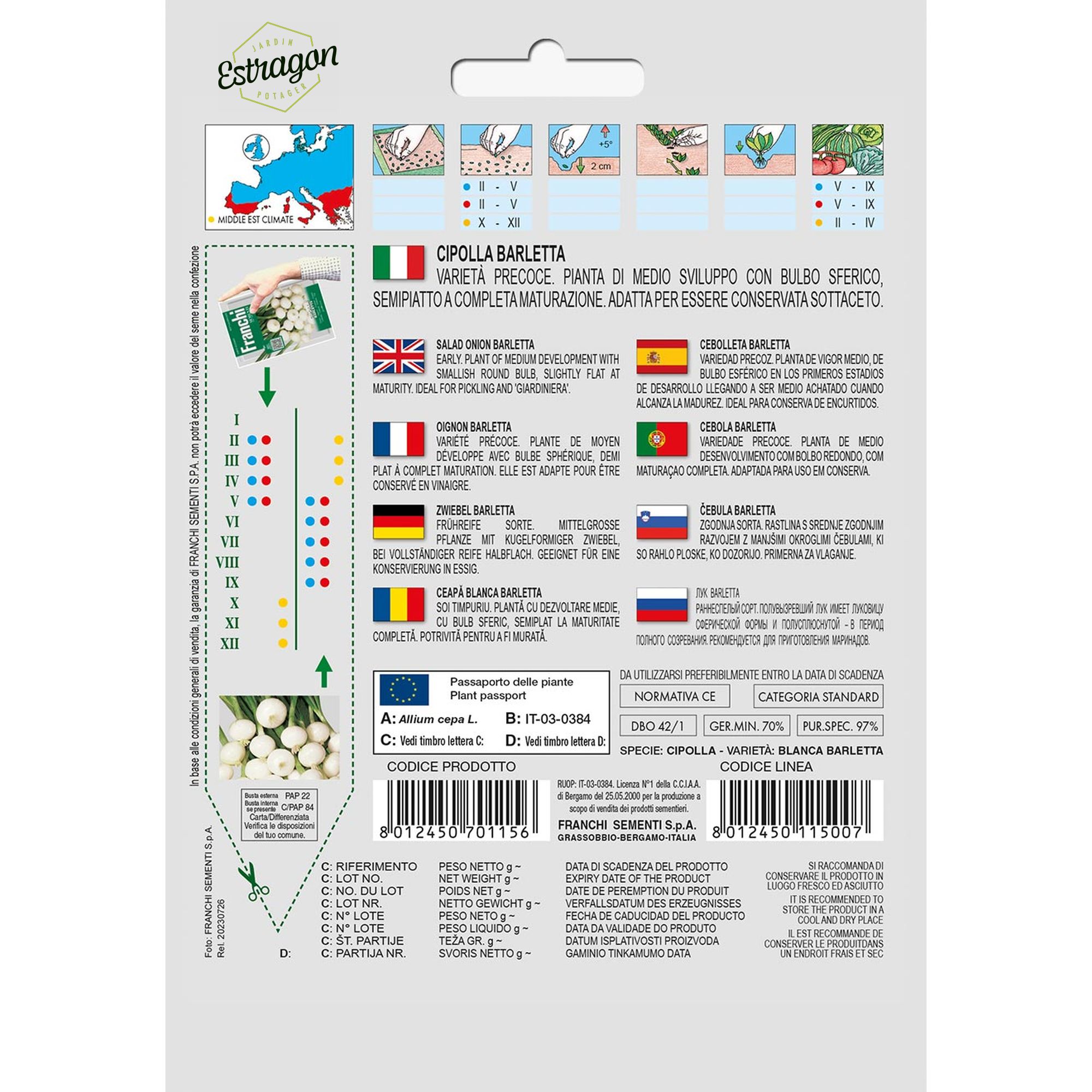 8012450701156 - DBO42-1 - Graines - Oignon - Cipolla barletta - 4 gr - Franchi -V