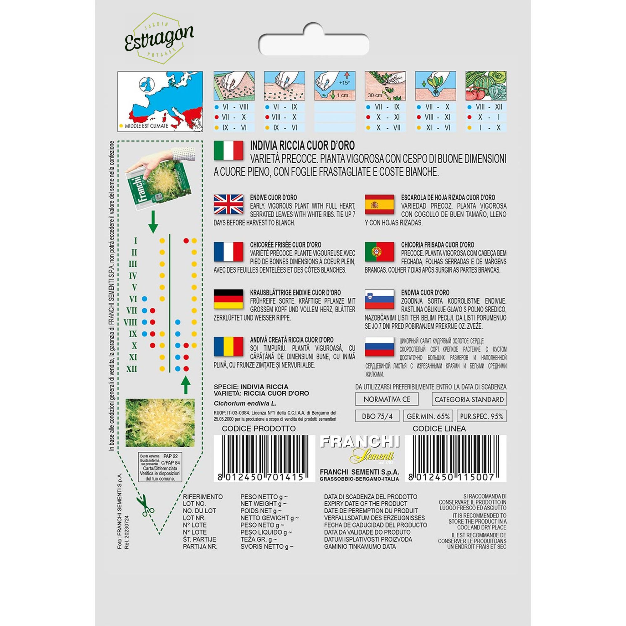 8012450701415 - DBO75-4 - Graines - Chicoree frisee - Indivia Riccia Cuor D Oro - 12 gr - Franchi -V