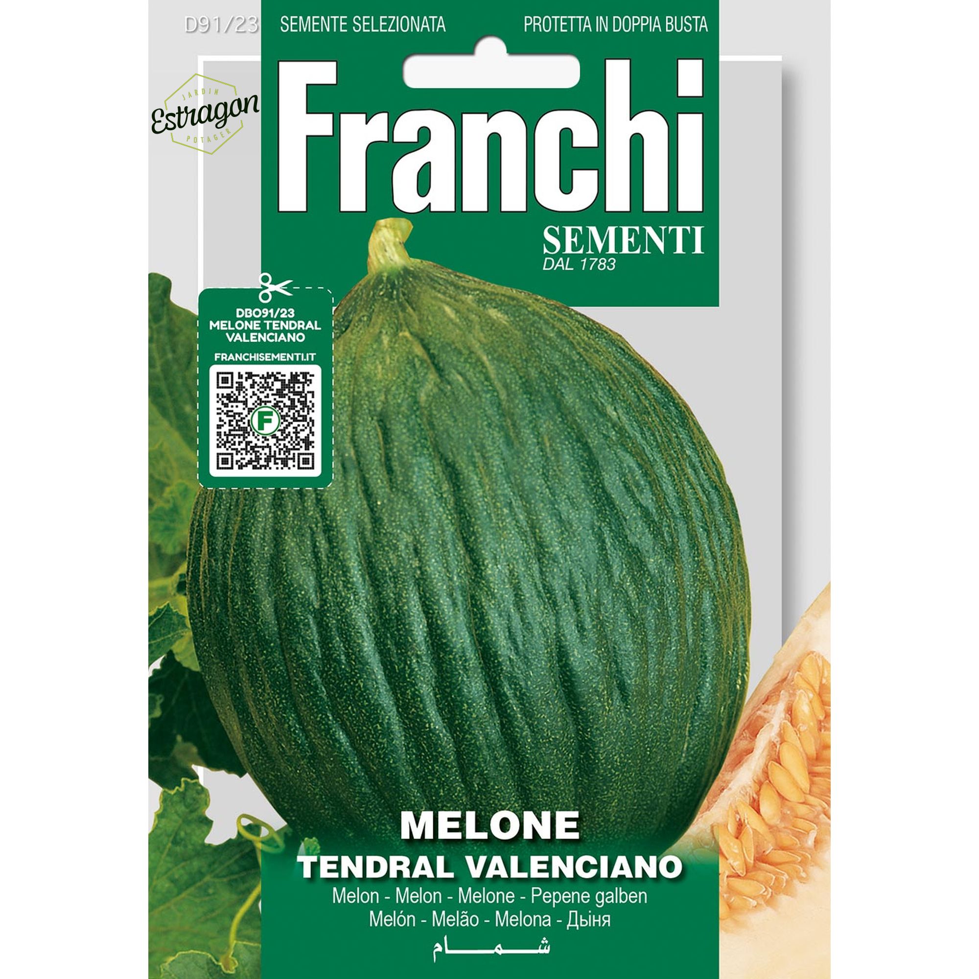 8012450702092 - DBO91-23 - Graines - Melon tendre Valenciano - Melone tendral Valenciano - 5 gr - Franchi