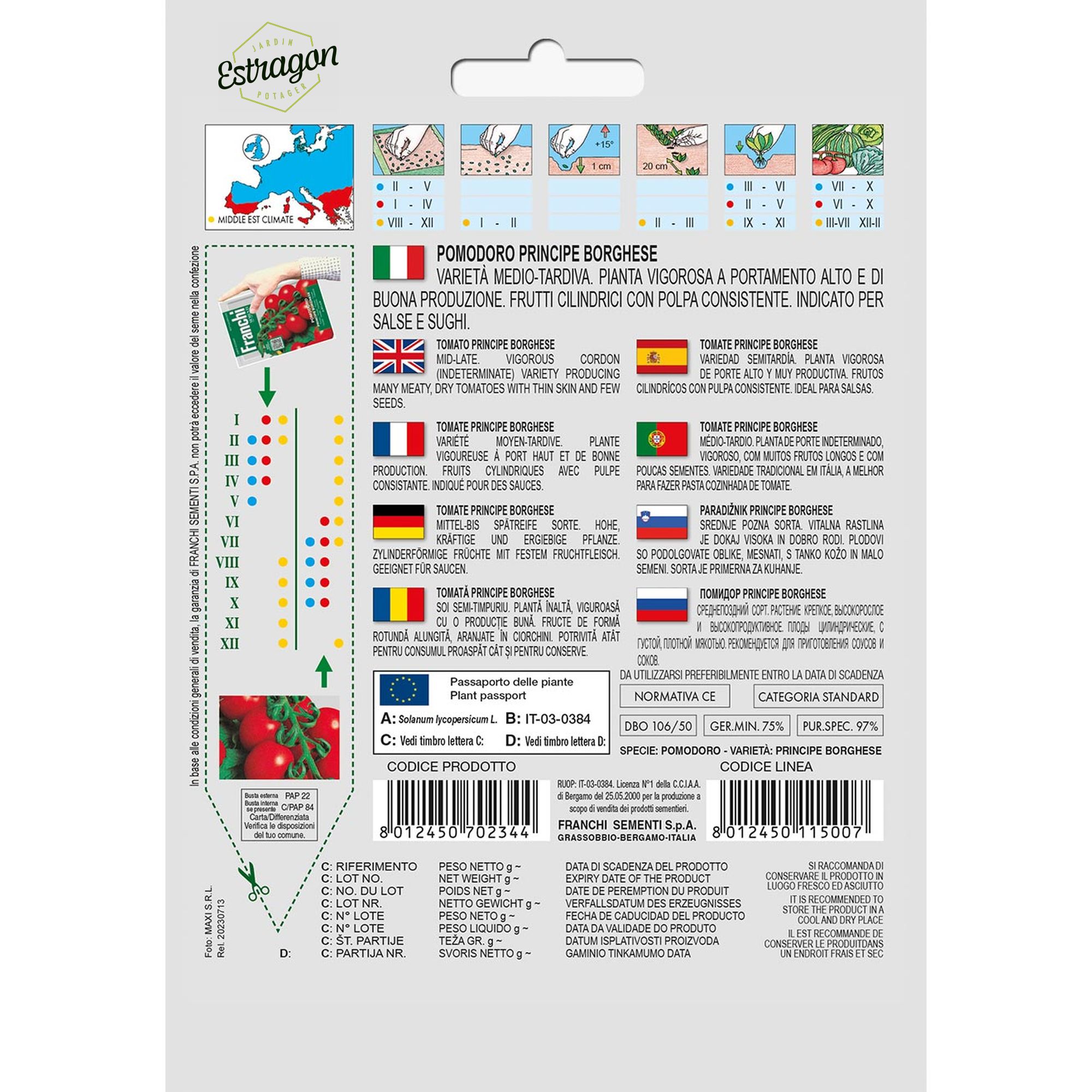 8012450702344 - DBO106-50 - Graines - Tomate prince Borgheze - Pomodoro principe Borgheze - 1 gr - Franchi -V