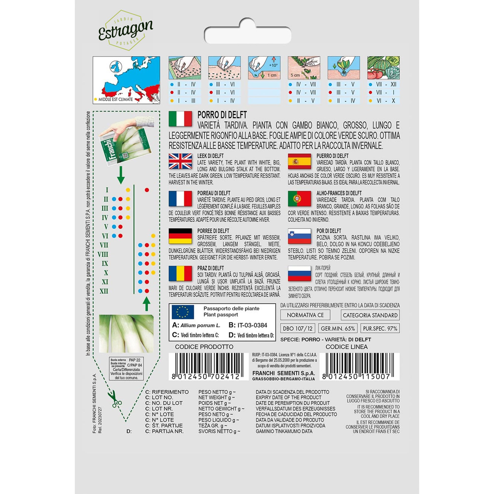 8012450702412 - DBO107-12 - Graines - Poireau de Delft- Porro di Delft - 5 gr - Franchi -V