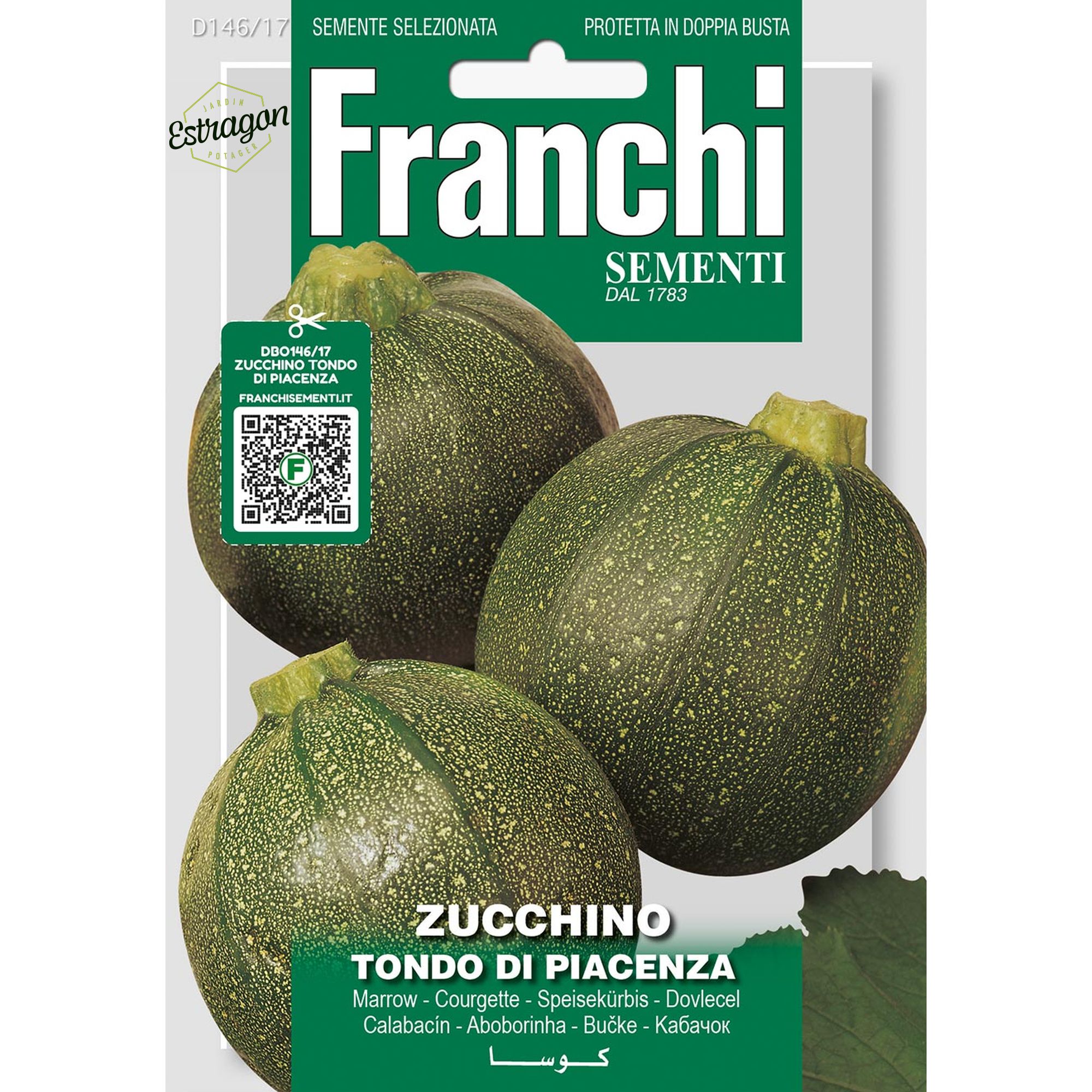 8012450703075 - DBO146-17 - Graines - Courgette ronde de Piacenza - Zucchino tondo di Piacenza - 8 gr - Franchi