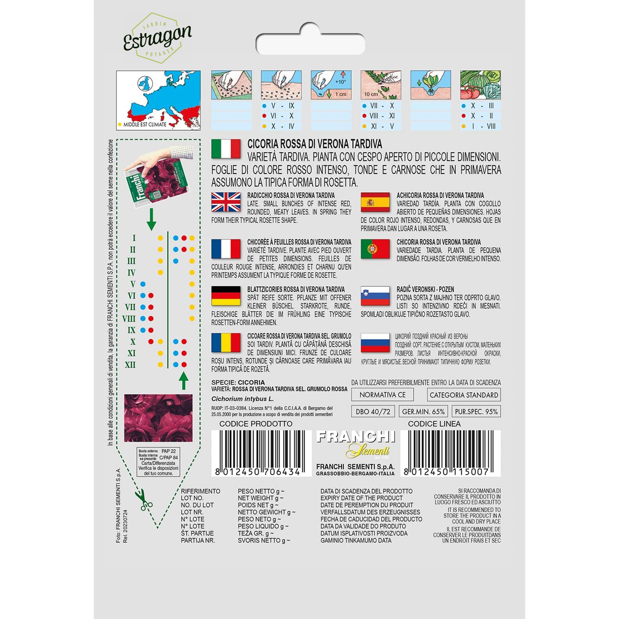 8012450706434 - DBO40-72 - Graines - Chicoree a feuilles - Cicoria Gromulo Rossa - 12 gr - Franchi -V