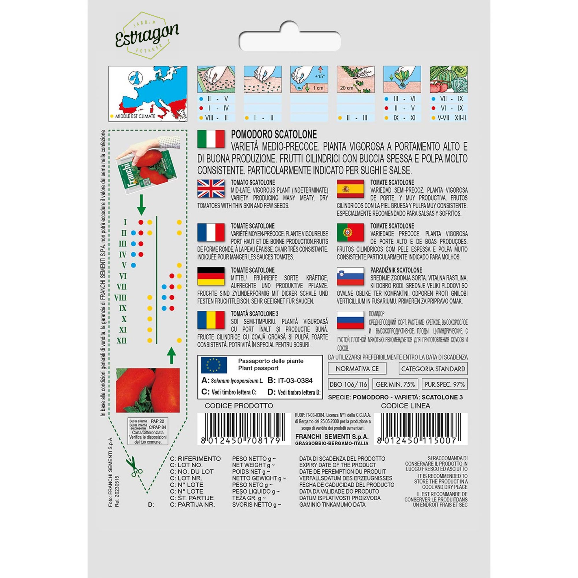 8012450708179 - DBO106-116 - Graines - Tomate - Pomodoro Scatolone - 1 gr - Franchi -V