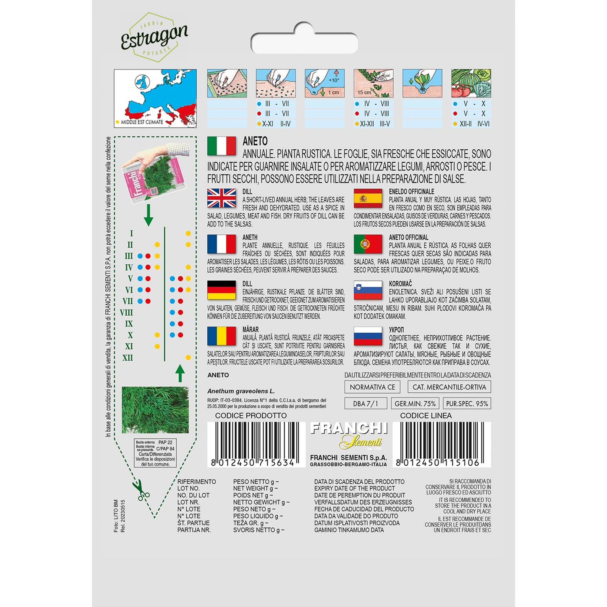 8012450715634 - DBA7-1 - Graines - Aneth - Aneto - 4 gr - Franchi -V