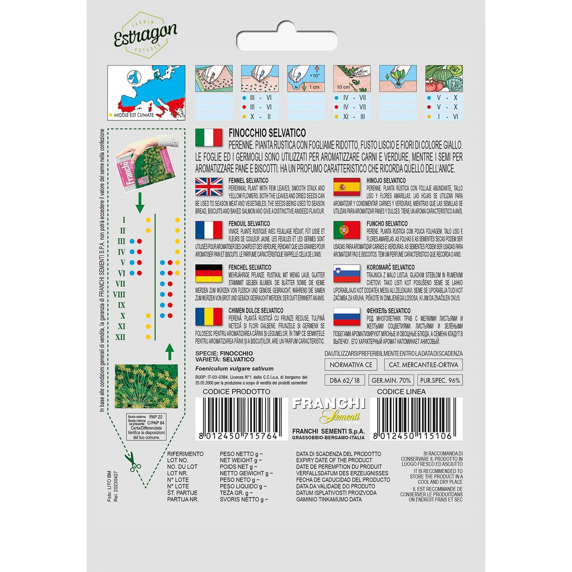 8012450715764 - DBA62-18 - Graines - Fenouil sauvage - Finocchio selvatico - 4 gr - Franchi -V