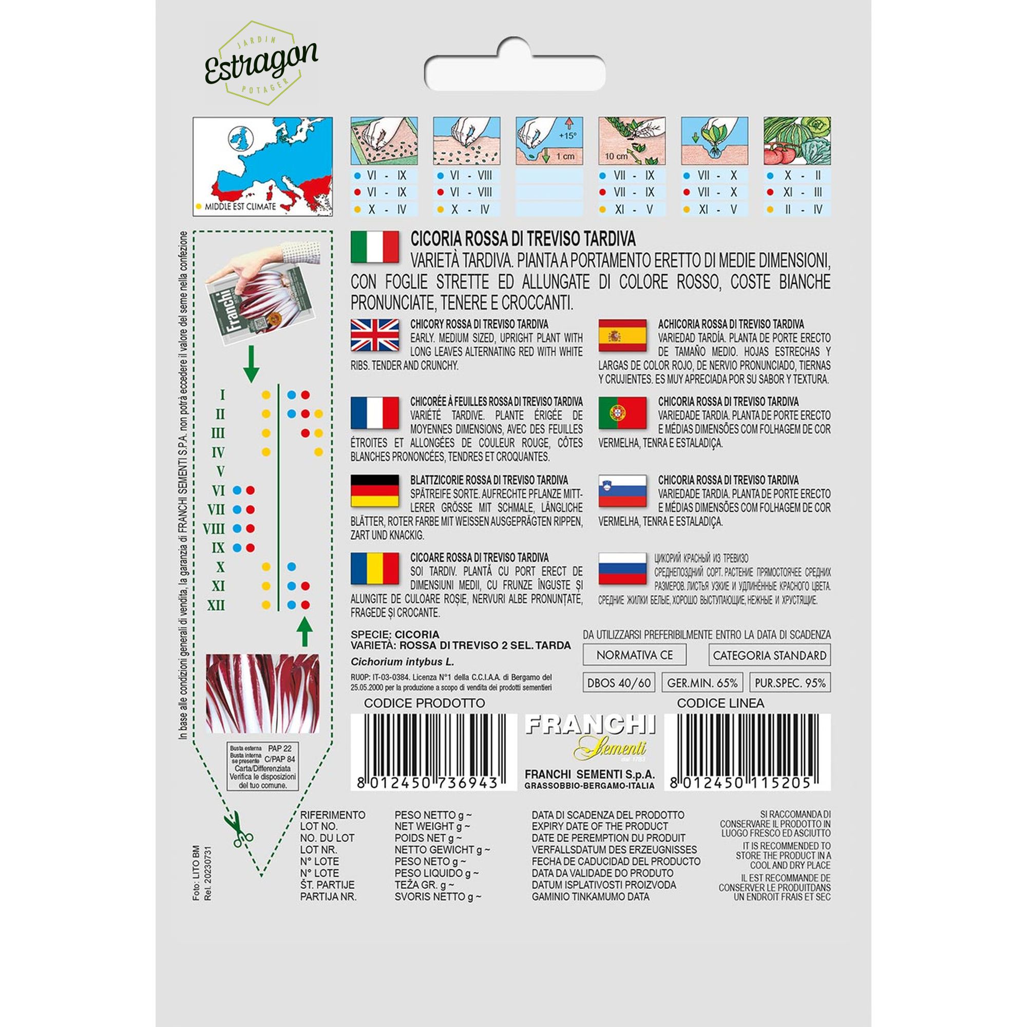 8012450736943 - DBOS40-60 - Graines - Chicoree - Cicoria Rossa Di Treviso Tardiva - 5 gr - Franchi -V