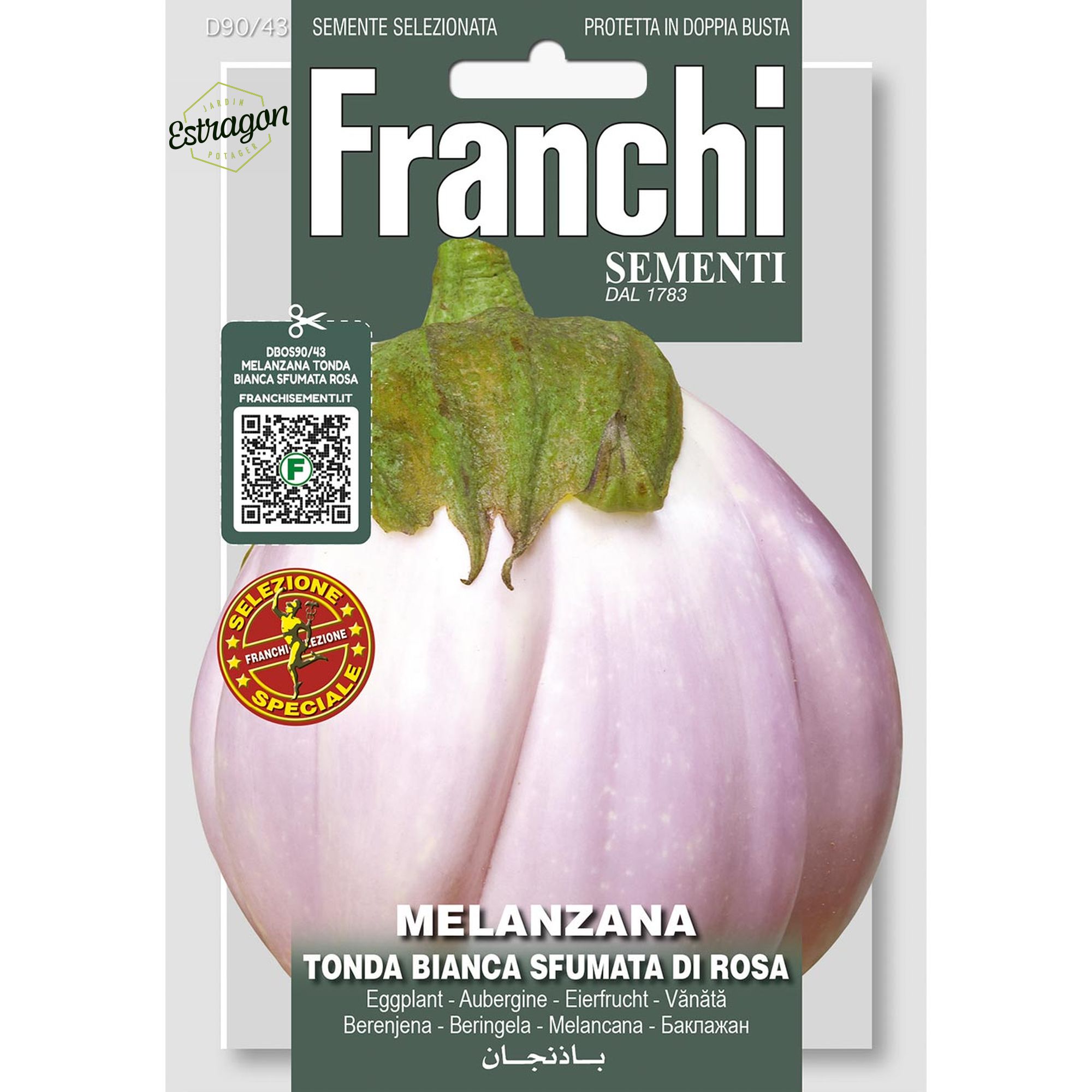 8012450737773 - DBOS90-43 - Graines - Aubergine - Melanzana Tonda Bianca Sfumata Di Rosa - 3 gr - Franchi