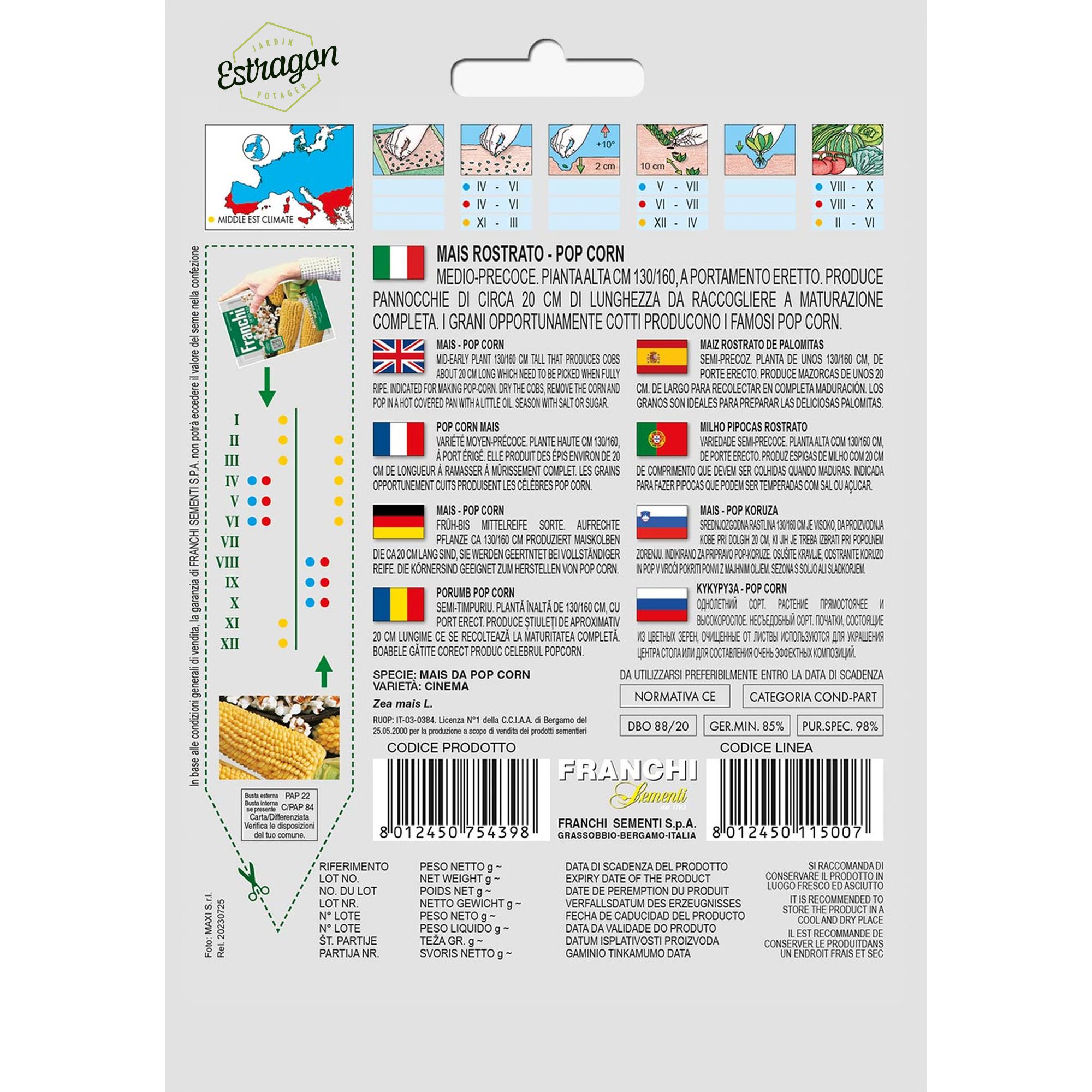 8012450754398 - DBO88-20 - Graines - Mais Rostrato Pop Corn - 5 gr - Franchi -V