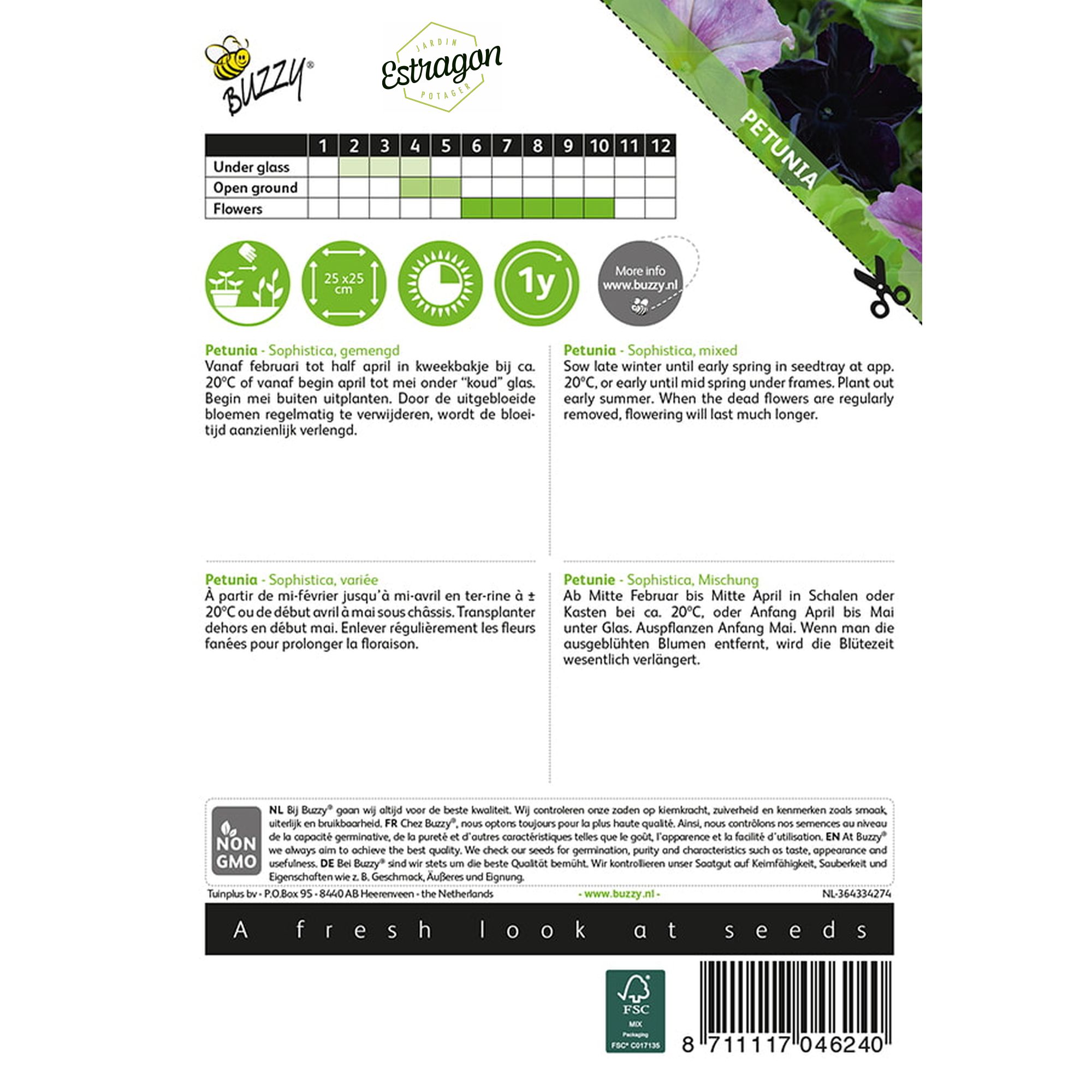 8711117046240 - 004624_1 - Graines - Petunia Sophistica variee - 10 graines - Buzzy