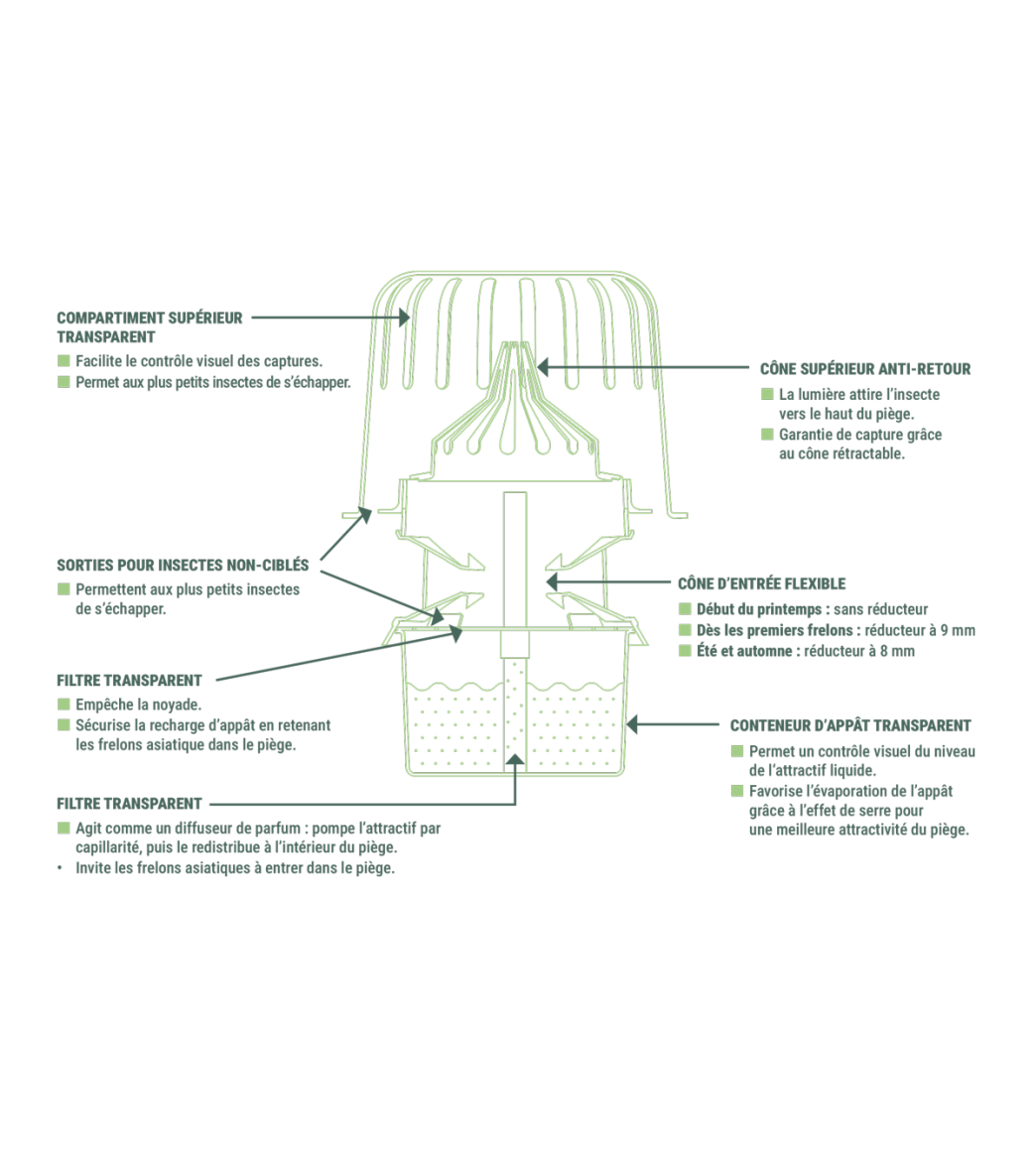 piège sélectif contre les frelons asiatiques v2 + 2 x 50ml d'attractif good4bees