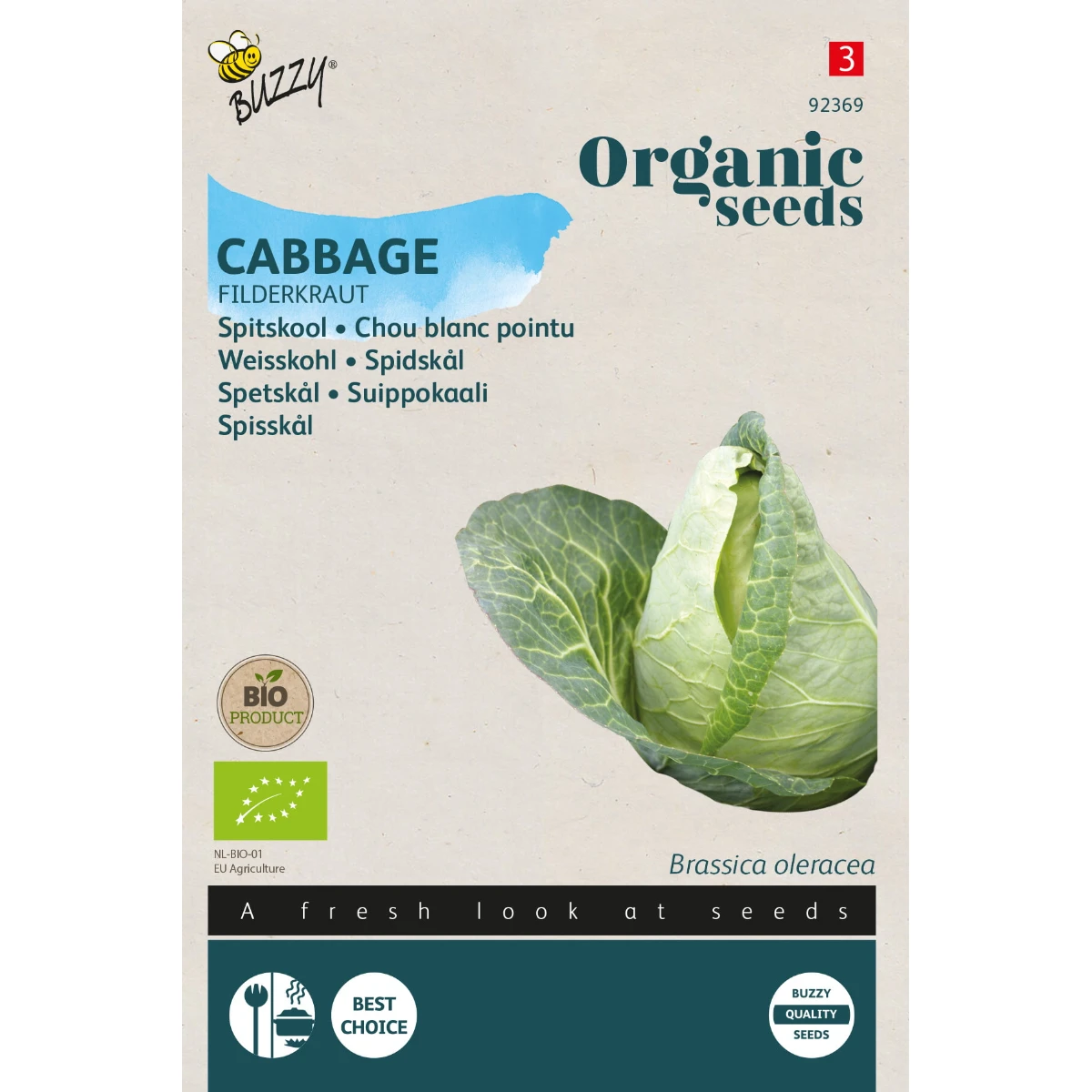 graines chou blanc pointu filderkraut bio 0,1 gr buzzy organic