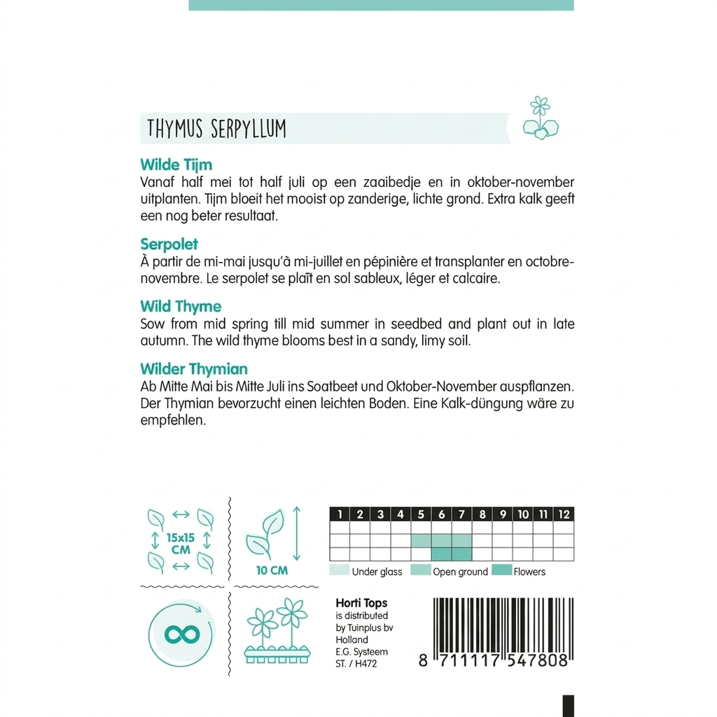 Sachet graines Thymus serpyllum instructions culture